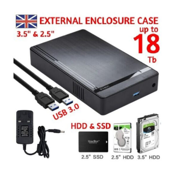 18TB USB 3.0 2.5" / 3.5" SATA HDD External Hard Drive Enclosure Case – UK