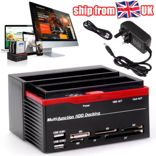 All-in-One HDD Docking Station – Dual Bay USB to SATA/IDE for 2.5" & 3.5" Hard Drives