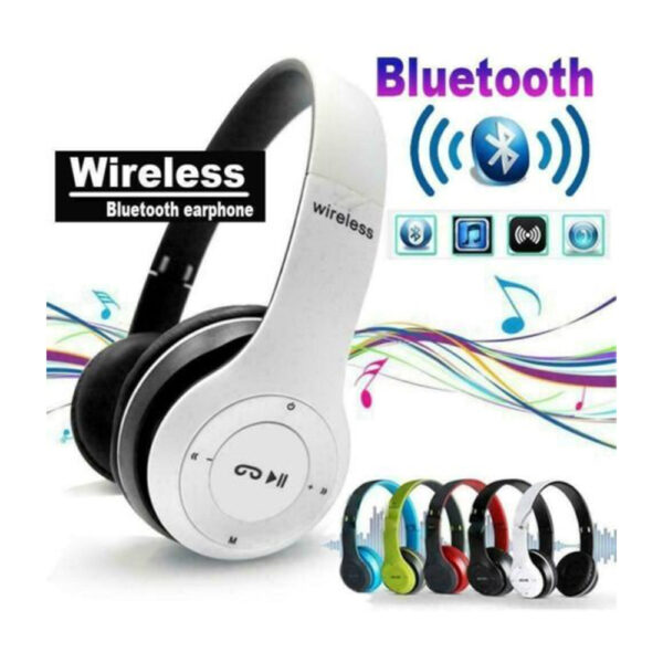 Wireless Bluetooth Headphones – HD Sound, Bass, Mic, SD Card Slot, On-Ear (Multicolor)